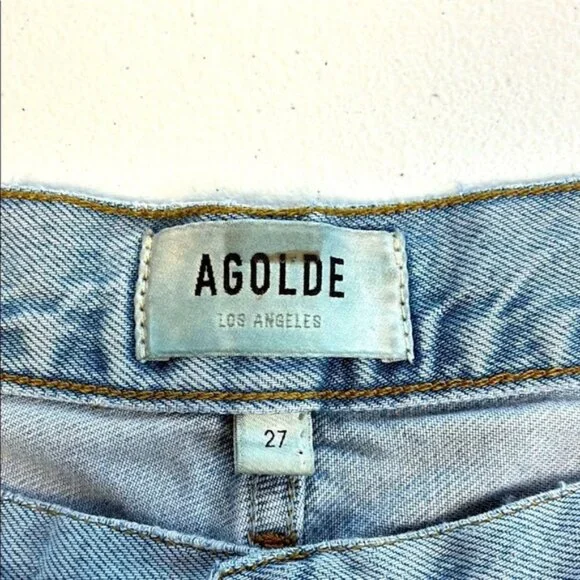 Agolde Minka Jeans Wide Leg High Rise Cargo Pockets Light Wash Denim 27 - Picture 7 of 11